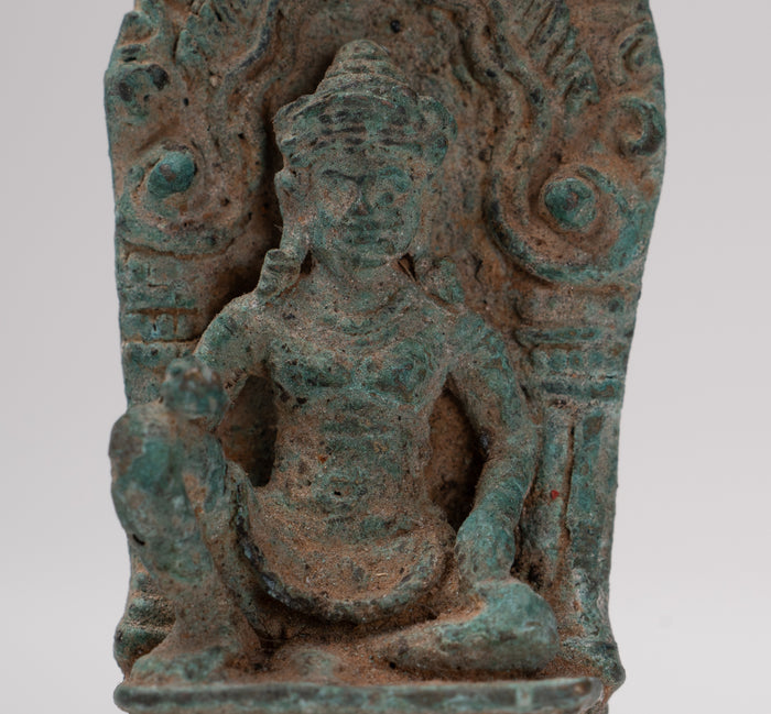 Vishnu Statue - Antique Baphuon Style Stone Seated Khmer Vishnu Statue - 7.5cm / 3"