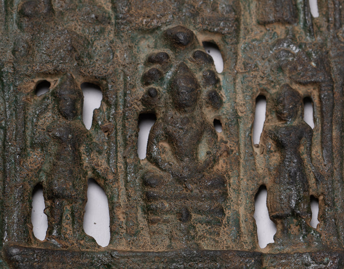 Votive Panel - Antique Khmer Style Bronze Naga Buddha Votive Panel - 15cm/6"