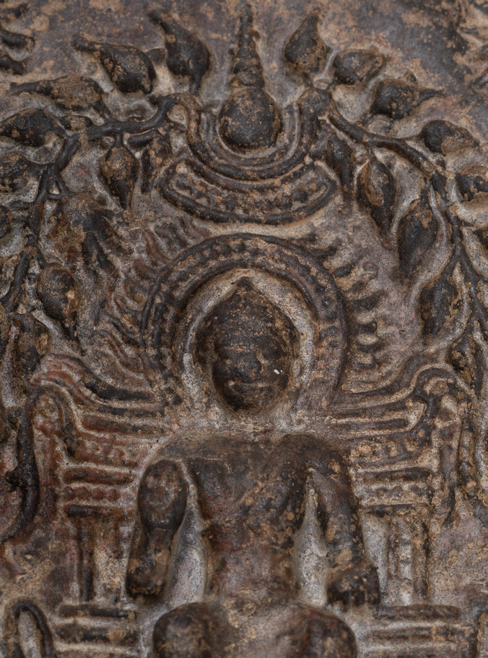 Votive Panel - Antique Thai Style Bronze Preaching Buddha Votive Panel - 12cm/5"