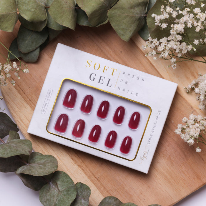 Weinrot Rund · Soft Gel · Press on Nails