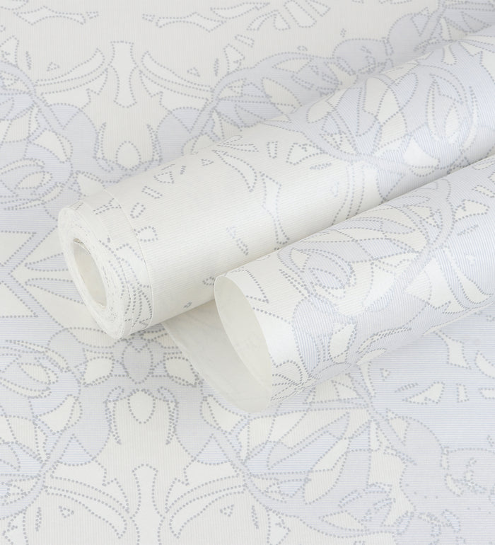 Zircon Baby Blue Dotted Imperial Ogee Wallpaper 317060