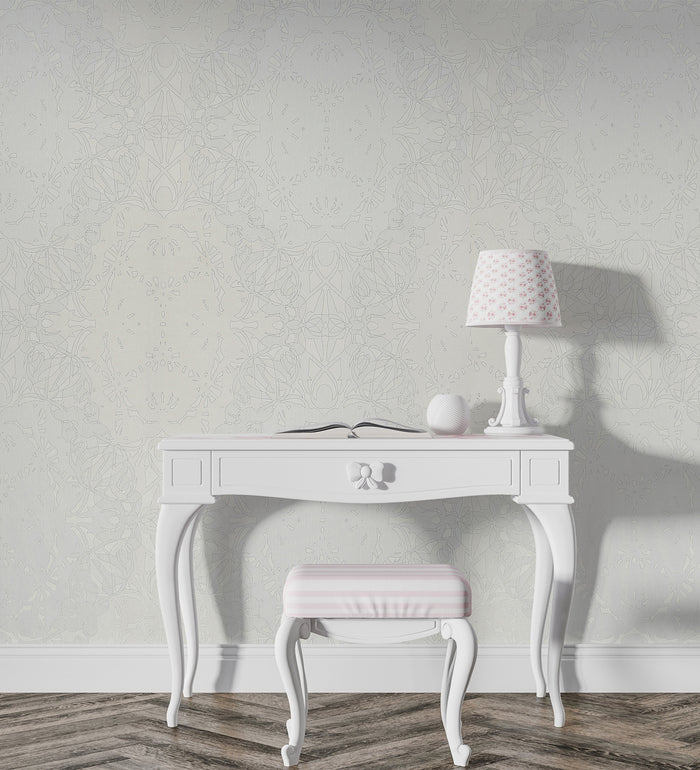 Zircon Baby Blue Dotted Imperial Ogee Wallpaper 317060
