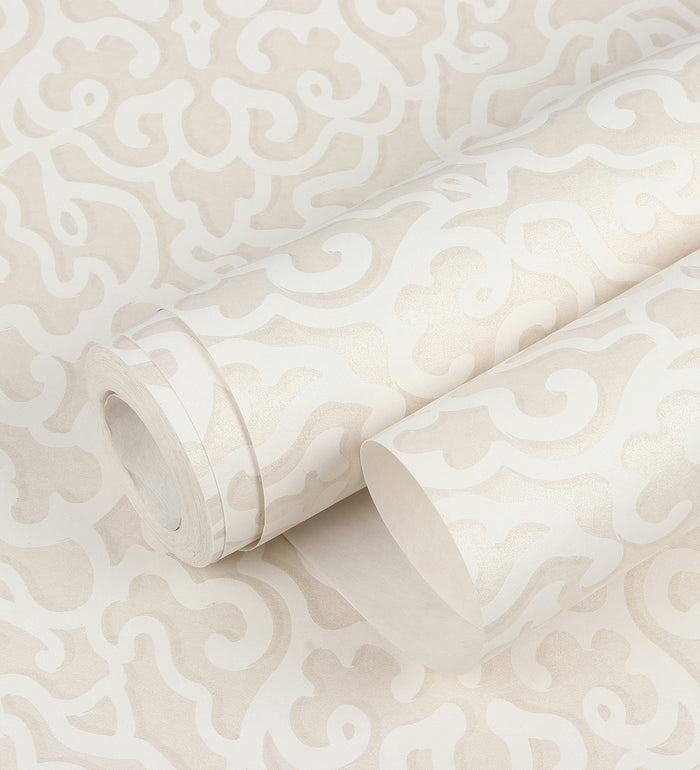 Zircon Beige Abstract Scroll Wallpaper 317010