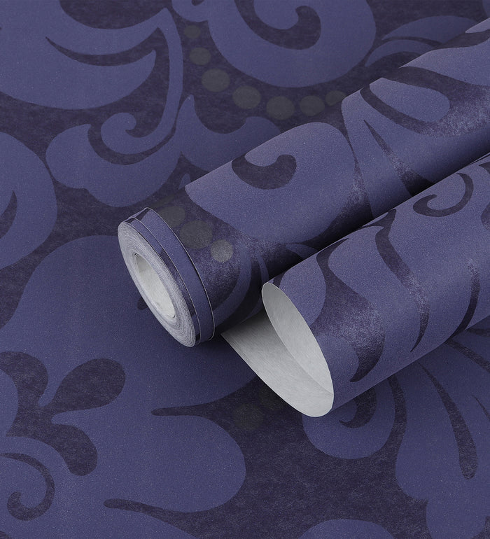 Zircon Grape Purple Pearly Floral Wallpaper 317024