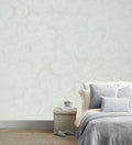 Zircon Off White Pearly Floral Wallpaper 317020